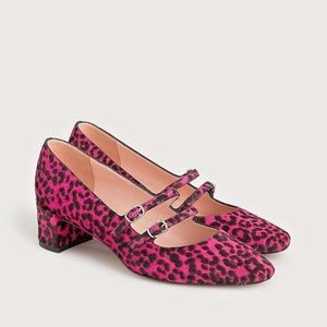 NWT J Crew Pink Leopard Mary Jane pumps